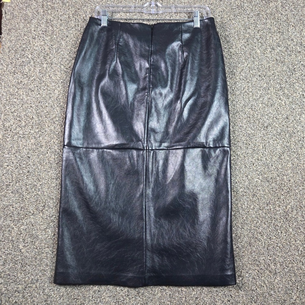 Edited x Hunter McGrady Faux Leather Skirt Womens‎ 4 Black Midi Slit 00164